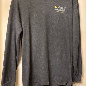 Simply Southern Charcoal Long Sleeve Tee with Yellow Accents